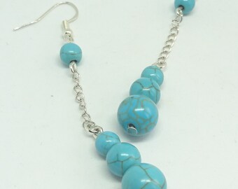 Turquoise Gemstone Dangle Earrings, sterling silver dangle earrings, gemstone earrings, turquoise blue earrings, gifts for her, silver