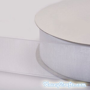 White Organza Ribbon, Organza Sheer Ribbon, Widths Available: 1 1/2", 1", 6/8", 5/8", 3/8", 1/4", 1/8"