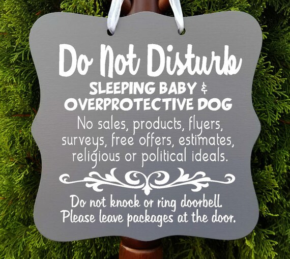 Do Not Disturb Sign, Sleeping Baby Sign, Overprotective Dog, No Soliciting Sign, Do Not Ring Doorbell, Leave Packages, Door Sign
