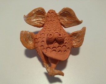 Vintage ceramic fish figurine sculpture statue Handmade