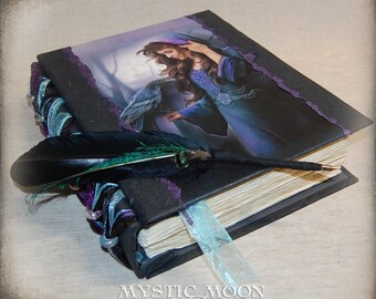 Crow Priestess / XL Book of Shadows Journal / Book of Spells / Wiccan / Pagan / Quill Pen / Book of Shadows Binder / Pentacle / BOS