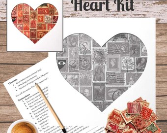 Heart Postage Stamp Art Kit