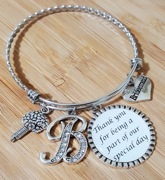 Bridesmaid Gift Bridesmaid Bracelet Initial Maid of Honor Gift Maid of Honor Bracelet Thank You for Standing by My Side Today and Always