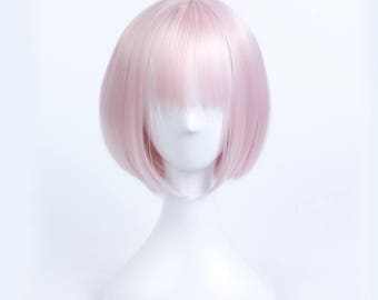 FGO Fate Grand Order Shielder Mash Kyrielight Cosplay Anime Pink Bob Short Straight Hair Wig Free Cap