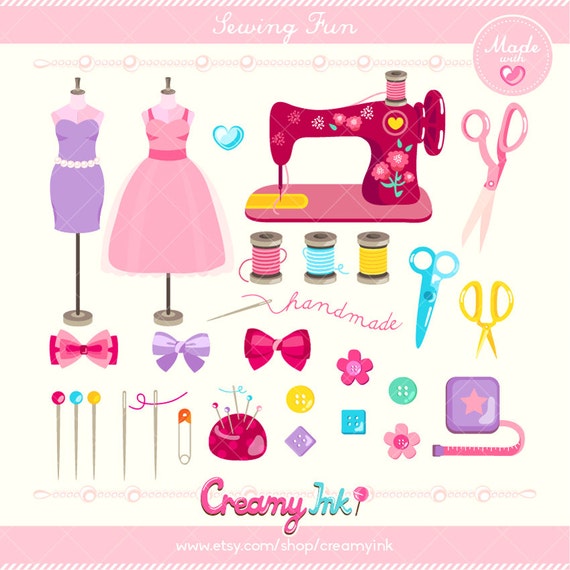 Sewing Fun Time Digital Vector Clip art / Clipart Design