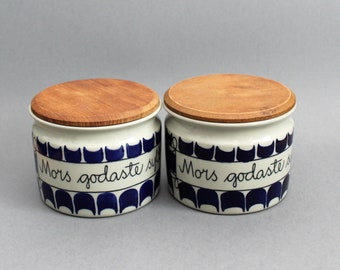 Marianne Westman - Rörstrand - Cult RETRO Marmolade Jars / Lidded Bowls - Mother's Sweetest Jam - 1950's - Excellent Condition