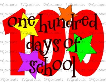 100 Days Of School Design, SVG, Eps, Dxf Formats, Files For Your Cutting Machines, Silhouette, Cricut, Scan N Cut, INSTANT DOWNLOAD