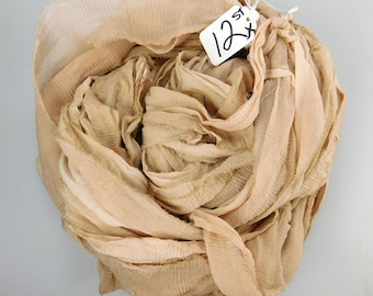 CHIFFON sari ribbon, Sari silk ribbon, Tan ribbon, Silk Chiffon Sari Ribbon, weaving supply, tassel supply, knitting supply, gift ribbon