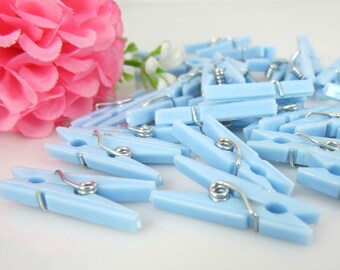 10 mini clothespins, baby blue boy baptism