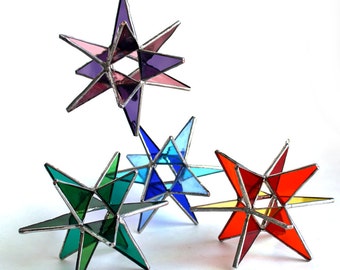 NEW Stained Glass Moravian Stars - Four Seasons 4 Stars-Home Decor - 3 Sizes