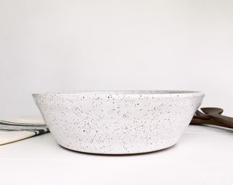 LARGE White Speckled Pottery Serving Bowl, Fruit Bowl, Salad Bowl, Popcorn Bowl, Decorative Bowl, Large Ceramic Bowl