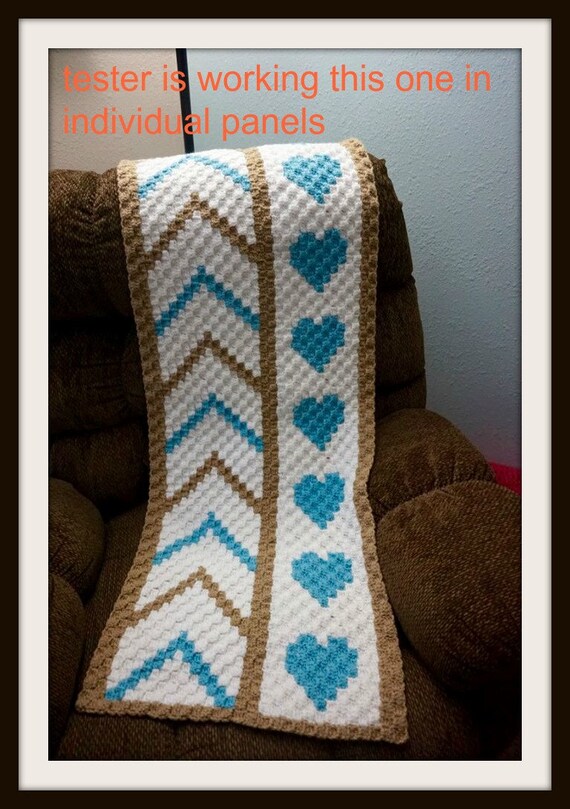 c2c graph heart panel afghan c2c crochet graph and written printable counting chart