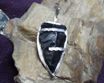 Sterling Silver Handcrafted Obsidian Arrowhead pendant