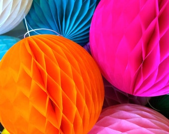 Orange 16 Inch Honeycomb Tissue Paper Balls - Paper Party Decor Decoration Supplies