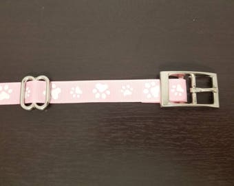 3/4" Pink Paws Dog Collar
