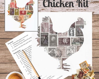 Chicken Postage Stamp Art Kit