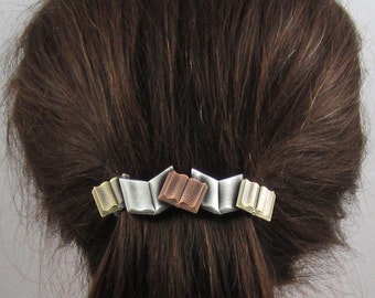 Books French Barrette 80mm- Book Lover Gift- Hair Accessories- Hair Clips- Teacher Gift