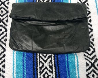 Berman Black Genuine Leather Envelope Clutch