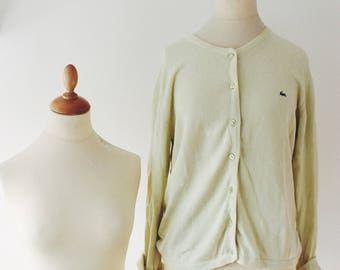 Cardigan vest Lacoste woman yellow vintage very clear france