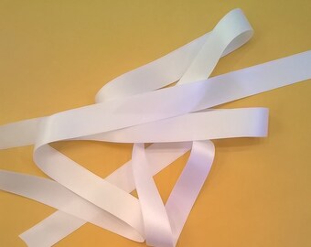 White 100% Silk Double-Faced Satin Ribbon - 18mm (.7" - about 3/4 Inch) Ribbon - Bridal, Craft, Sewing Supply - Sold by the Yard
