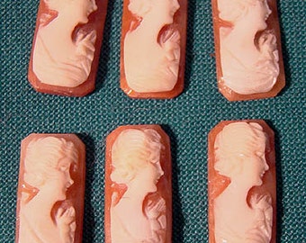 Set of 6 Unset Vintage Hand Carved SHELL CAMEOS 1930s-50s