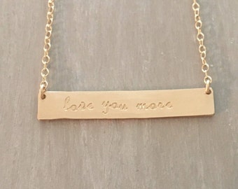 Love You More--14kgf Horizontal Bar Necklace