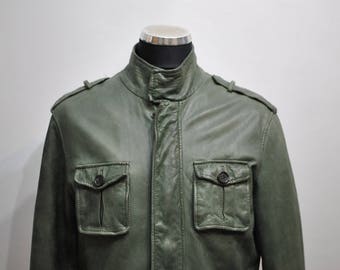 Vintage MEN'S LEATHER JACKET , leather parka...................(495)