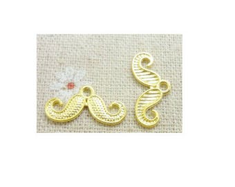 Set of 10 charms Golden mustache man (S12)
