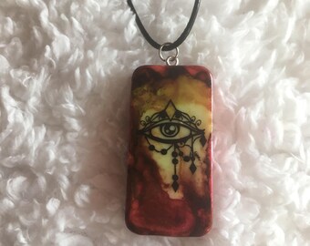 Painted Gypsy Eye Domino Necklace