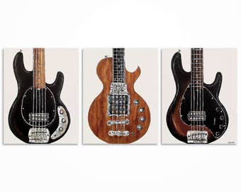Guitar Painting Wall Art Music Bass Player Gift Original Guitar Painting Wall Art Music Bass Player Gift Original