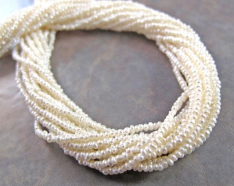 Tiny White Freshwater SEED Pearls, Creamy White Pearls, 2mm - 2.5mm, 15.5 Inch Strand, Natural Pearl Jewelry Supplies (P-S1)