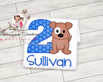 Boys Puppy Birthday Shirt - Custom Embroidered Boy Shirt - Baby Boy 1st Birthday Party