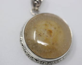 Belles rondes en pierre naturelle à Bali 925 argent, collier avec pendentif