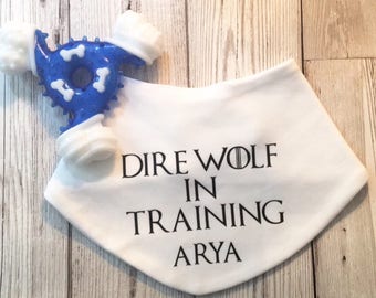 Dire wolf in training personalized/ personalised dog bandana, Game of Thrones, GOT, Bandana, Pet Bandana, Dog Collar, Dog Bandanas