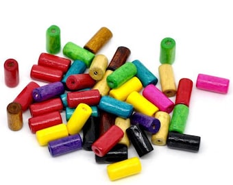 500 wooden beads, 12 x 6 mm, mixed