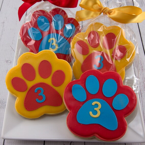 Paw Print Cookies Puppy Dog Cookies 12 Decorated Sugar