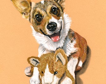 Custom Dog portrait, Pet portrait, Dog Drawing, Dog art, art by Karly Marie