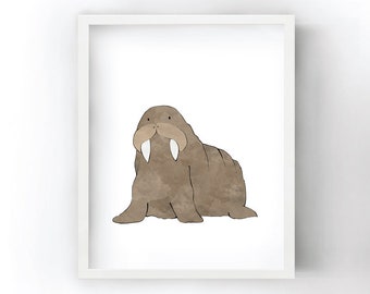 Walrus Nursery Art Print - Arctic Animal Art for Kids Room