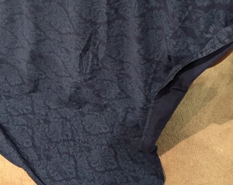 Vintage Cannon Queen Sheet Set Navy Paisley Flat Fitted Pillowcases USA GUC