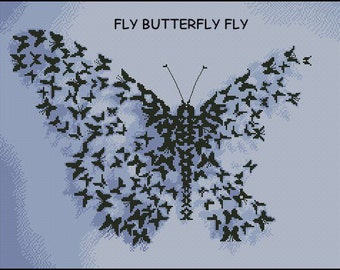 Fly Butterfly Fly Cross Stitch or Needlepoint Pattern