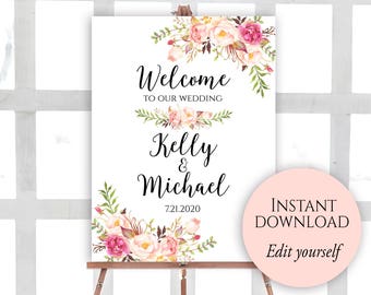 Welcome To Our Wedding, Editable PDF, Welcome Wedding Sign, Printable Welcome Sign, Wedding Welcome Sign, Instant Download, Fall Wedding, C1