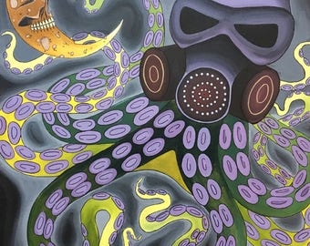 24” X 36” Octopus Painting on Stretched Canvas