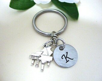 Piano Keychain SMALL Gold Piano Keyring Personalized Keychain