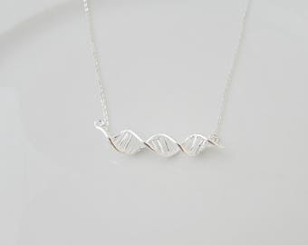 DNA Strand Necklace, DNA Jewellery, Science Jewellery, Chemistry Necklace, Biology Necklace, Geekery Gifts, UK Seller, Dna Pendant