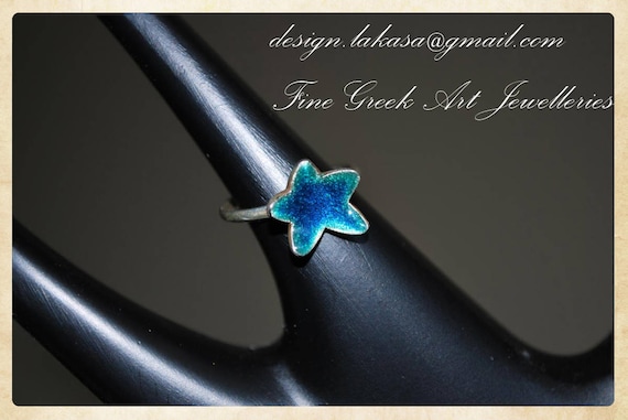 Star Enamel Ring Sterling Silver 925 White Gold Plated Jewelry Lakasa e-shop Best gifts ideas children girl birthday kids collection