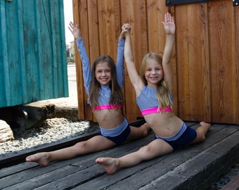 Dancewear. Dance set. Sleeveless top with shorts or briefs