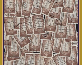 50 Oil Wells Stamps - Vintage Petroleum Stamp - 1959 Centenary Oil Derrick Issue