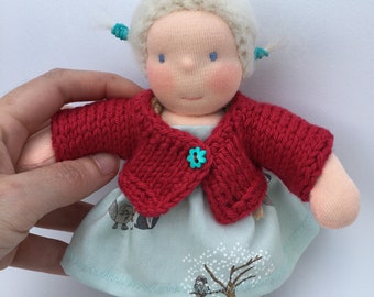 Little 7.5 inch waldorf doll, made of natural materials.