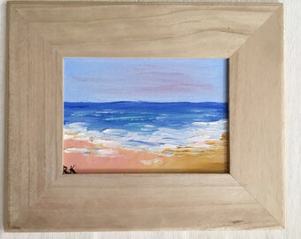 Beach Sea Ocean Painting Oil Palette Knife Original