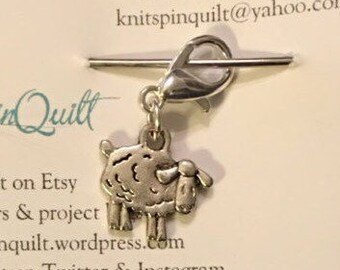 SHEEP CHARM  Locking stitch marker / progress keeper for knitting or crocheting